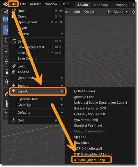 blender export only one object.
